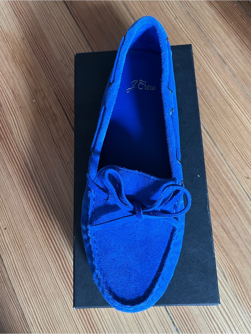J. Crew Suede Driving Moc Loafer in Sapphire Blue